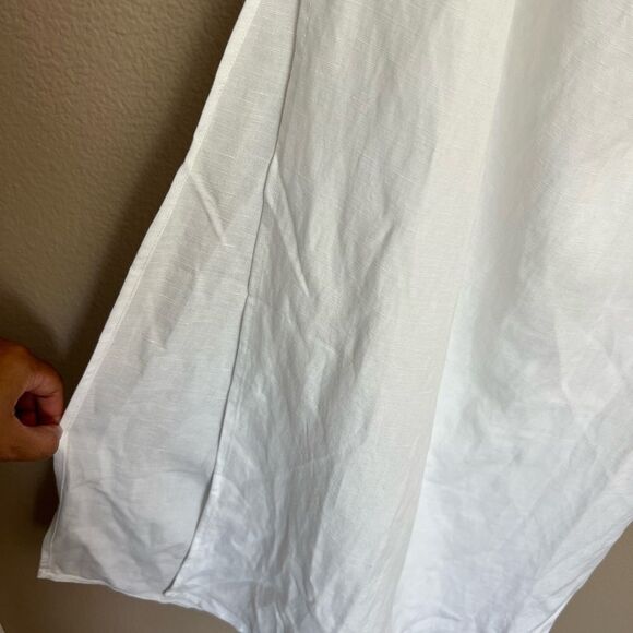 NWT White Linen Blend Cutout Side Slit Midi Dress - Picture 4 of 8